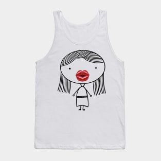 Girl graphic with too big lip filler Botox Funny girl Tank Top